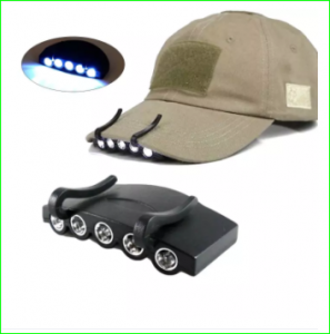 Đèn Led gắn mũ có 5 đèn kích thước 85*60*20mm sử dụng pin 2*CR2032 dùng khi đi bộ đường dài đi xe đạp cắm trại - INTL
