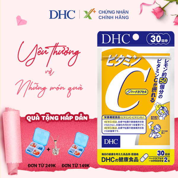Viên uống Vitamin C DHC Nhật Bản thực phẩm chức năng giúp tăng cường đề kháng, sáng da & tăng sản sinh collagen gói 30 ngày XP-DHC-C30